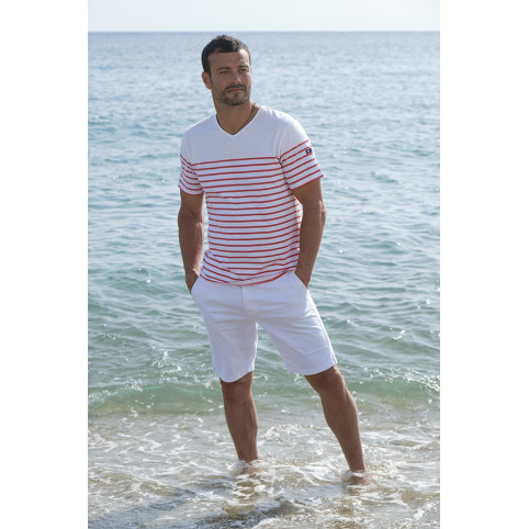 "FRANCESCO" MEN'S BERMUDA WHITE SHORTS WITH BELT