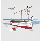 "LLAÜT ROJO" CAMISETA MARINERA BLANCA