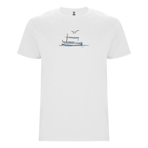 "BLUE LLAÜT" WHITE SHORT-SLEEVED T-SHIRT