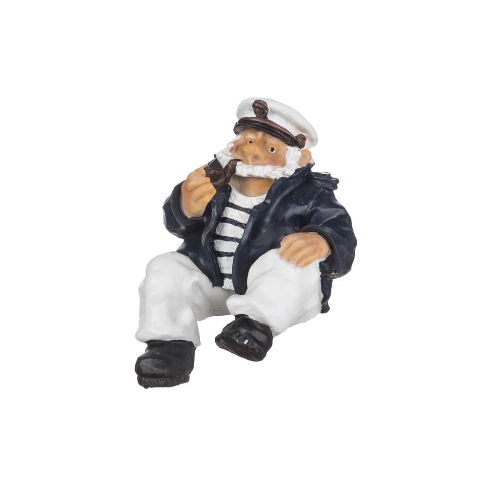 Statue Figurine Capitaine marin pêcheur jumelles Carte 25cm Résine Mer Bateau