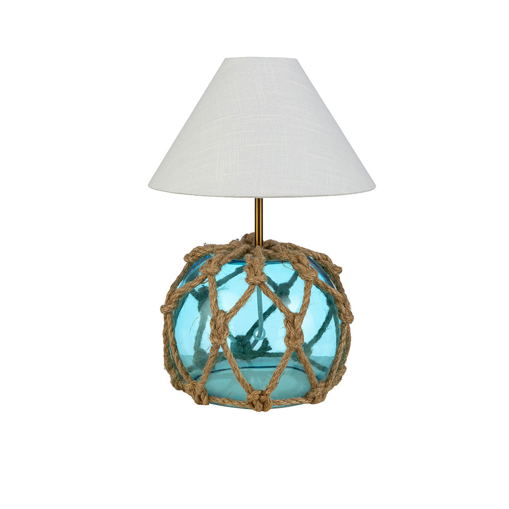 burlap rope and sea glass table lamp