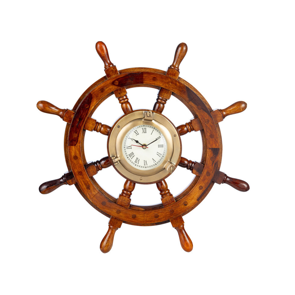 NAUTICAL SHIP'S WHEEL CLOCK