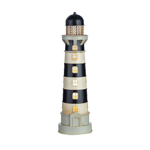 Black & White Striped LIGHTHOUSE LAMP – COASTAL STYLE
