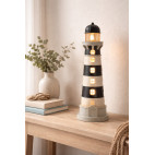 Black & White Striped LIGHTHOUSE LAMP – COASTAL STYLE