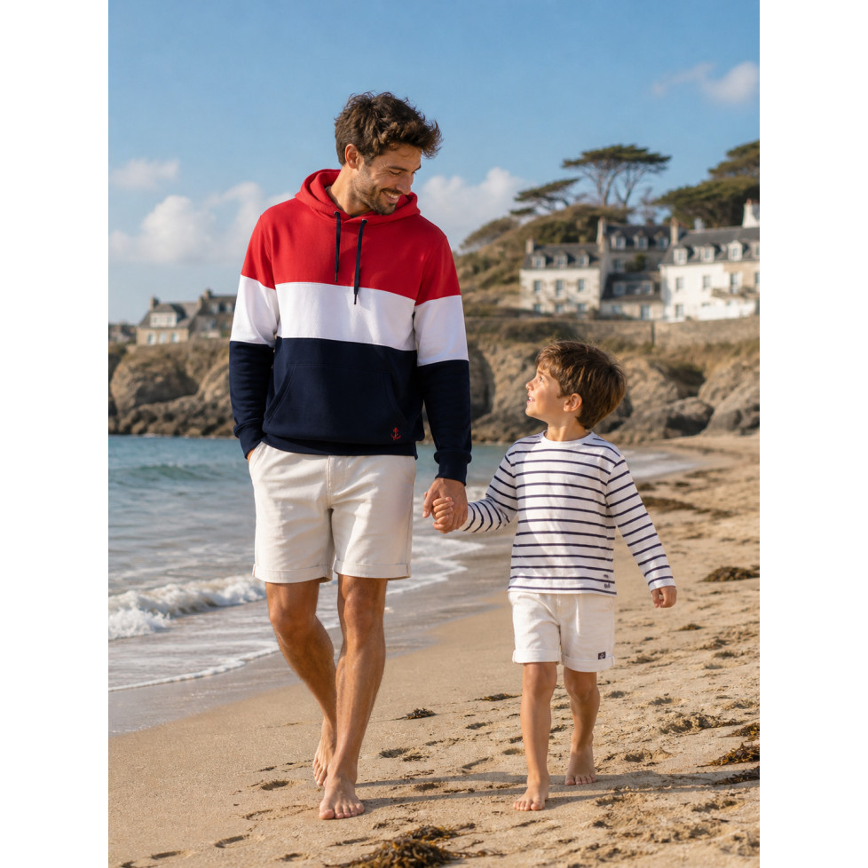 SUDADERA CUELLO ALTO « RACHELLE » COQUELICOT/BLANC/MARINE