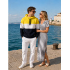 SWEATSHIRT HIGH COLLAR « RACHELLE » SOLEIL/BLANC/MARINE