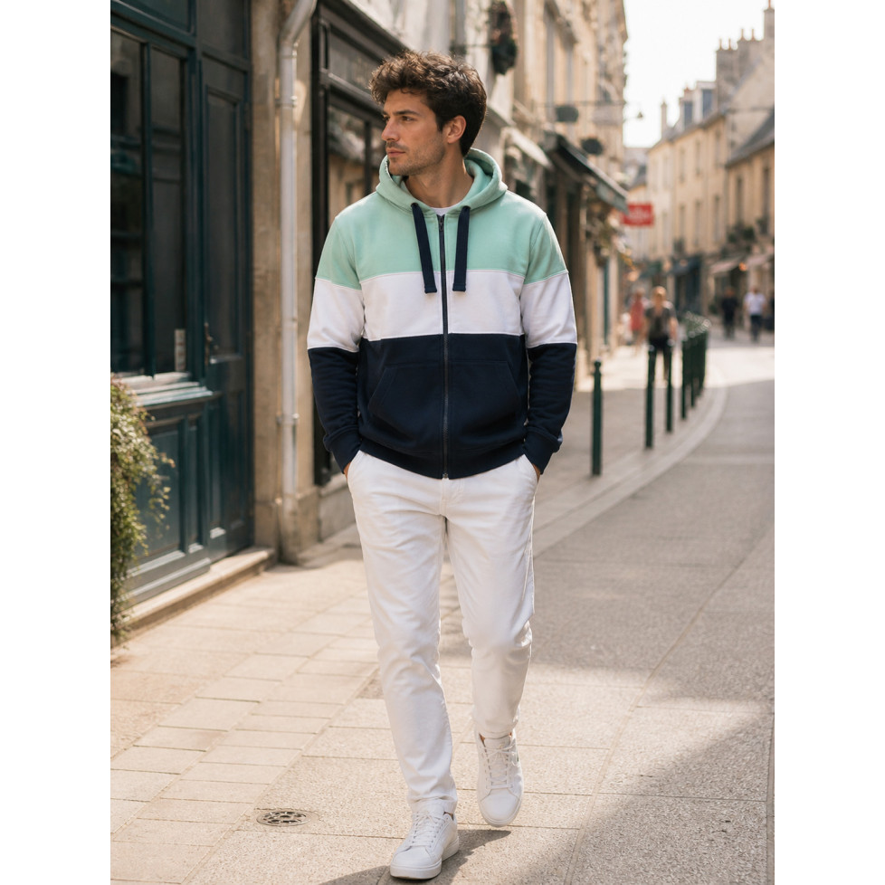 SUDADERA CON CAPUCHA « ZINNO » THYM/BLANC/MARINE