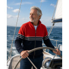 PULL ZIPPÉ, GILLET « RANDAL » MARINE/ROUGE
