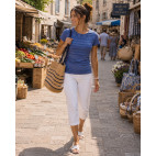 Taille M -"ODALINE" T-SHIRT BLEU À MANCHES COURTES FEMME "GOLD"