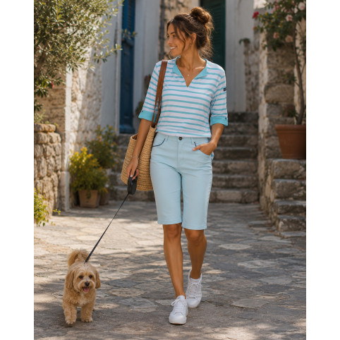 PANTALÓN BERMUDA AZUL CIELO "VASCO"