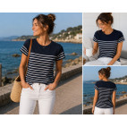 CAMISETA MUJER RAYAS AZUL/BLANCO "ROSELIA"