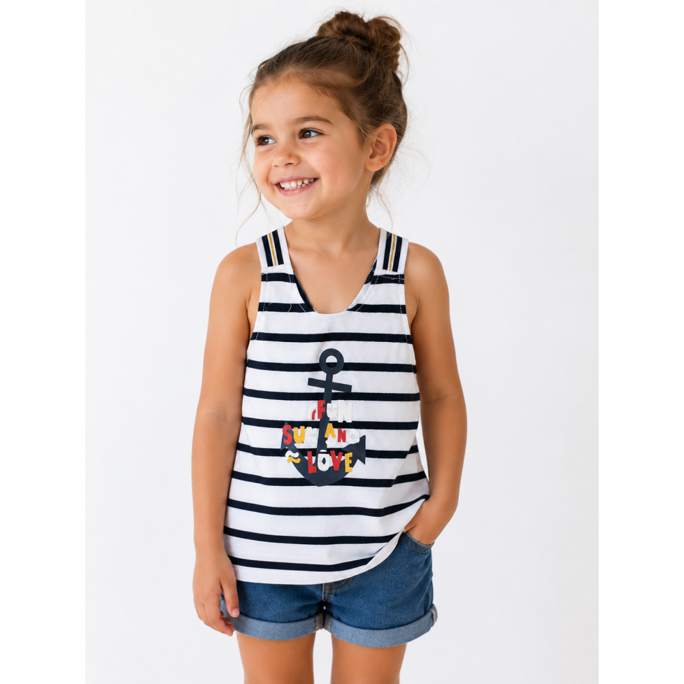"DIPANDA” CAMISETA SIN MANGAS PARA NIÑAS CON ANCLA