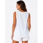 "MAKAMBA" SLEEVELESS BLOUSE - WHITE/SKY BLUE