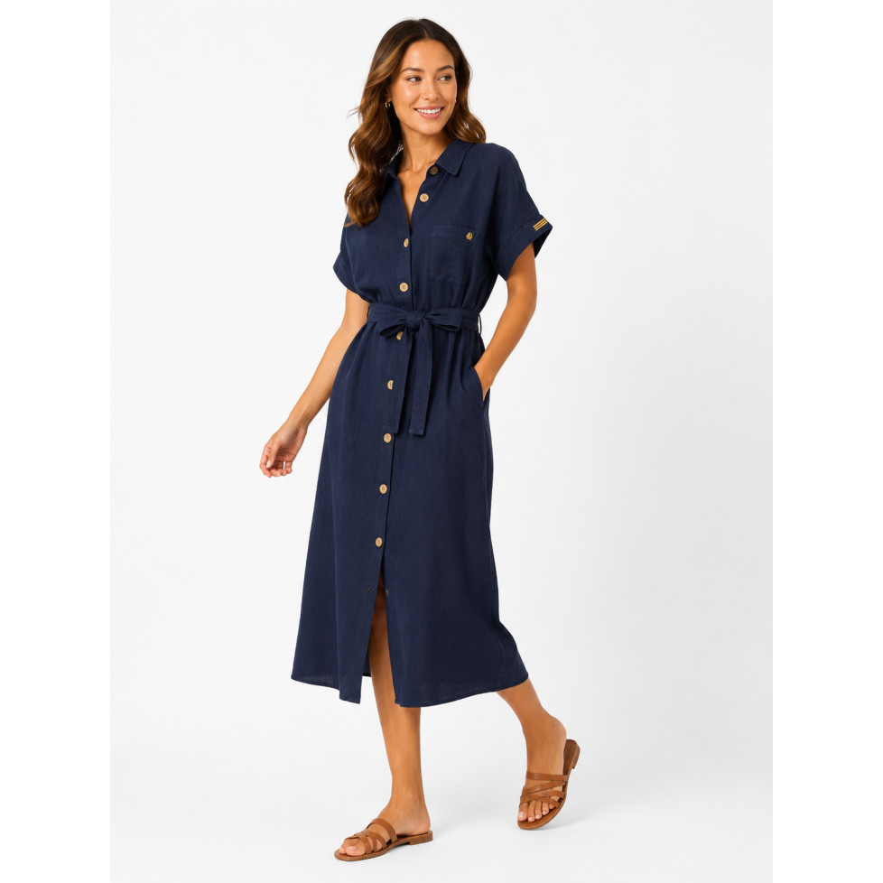 "ESMA" ROBE CHEMISE LONGUE - MARINE