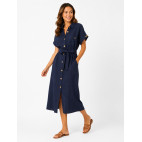 "ESMA" VESTIDO CAMISERO LARGO - AZUL MARINO