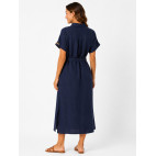 "ESMA" VESTIDO CAMISERO LARGO - AZUL MARINO
