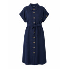 "ESMA" VESTIDO CAMISERO LARGO - AZUL MARINO