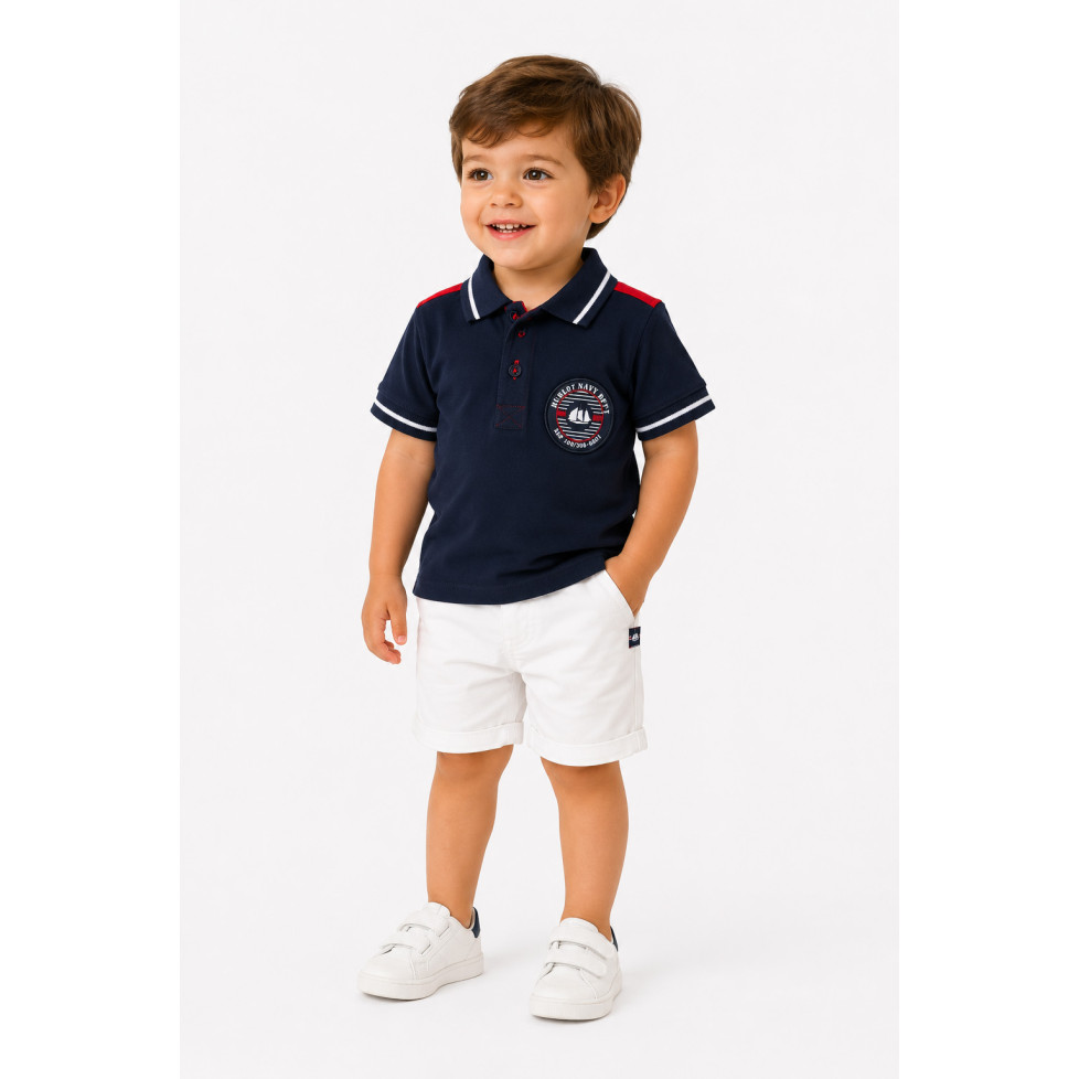 "BULLE" CHILDREN'S SHORT-SLEEVE POLO - NAVY BLUE