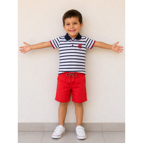 "BAPTISTE" RED BERMUDA SHORTS FOR KIDS