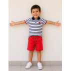 "BAPTISTE" BERMUDA ROUGE COQUELICOT POUR ENFANTS