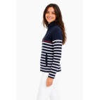 "JANELLE" SUDADERA NÁUTICA RAYAS AZUL MARINO / BLANCO MUJER