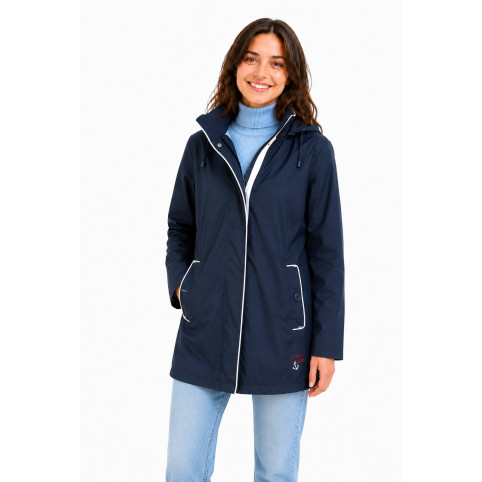 "SIA" IMPERMÉABLE BLEU MARINE CIRÉ POLAIRE FEMME