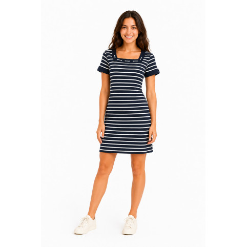 "SAMBA" NAUTICAL DRESS WITH SQUARE NECK