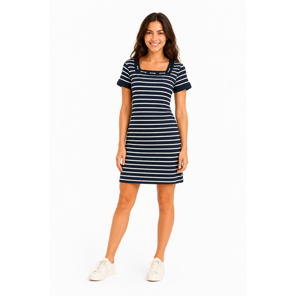 "SAMBA" NAUTICAL DRESS WITH SQUARE NECK