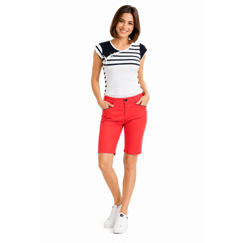 "VASCO" PANTALON BERMUDA ROUGE POUR FEMME