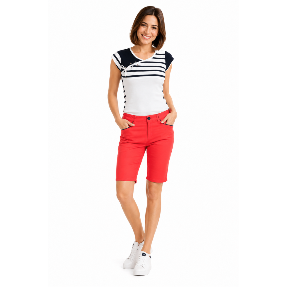 "VASCO" PANTALÓN BERMUDA PARA MUJER ROJO