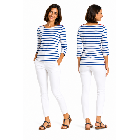 Talla XS - "MAURINE" CAMISETA MARINERA RAYAS MUJER MANGA 3/4