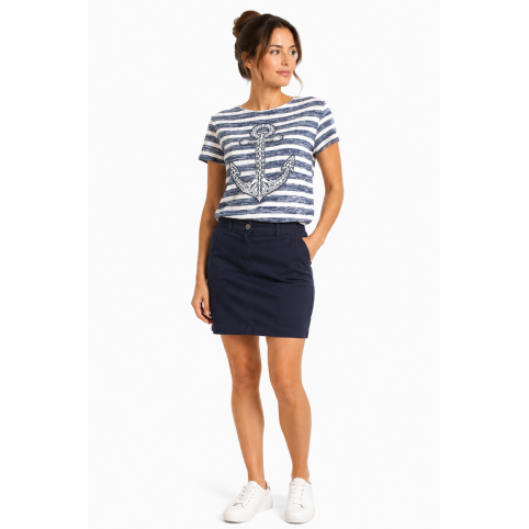 Talla XS -CAMISETA MARINERA MUJER CON ANCLA AZUL MARINO "HB601"