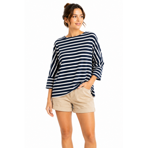 "HB502" BLUSA MARINERA MUJER RAYAS AZUL MARINO-BLANCO