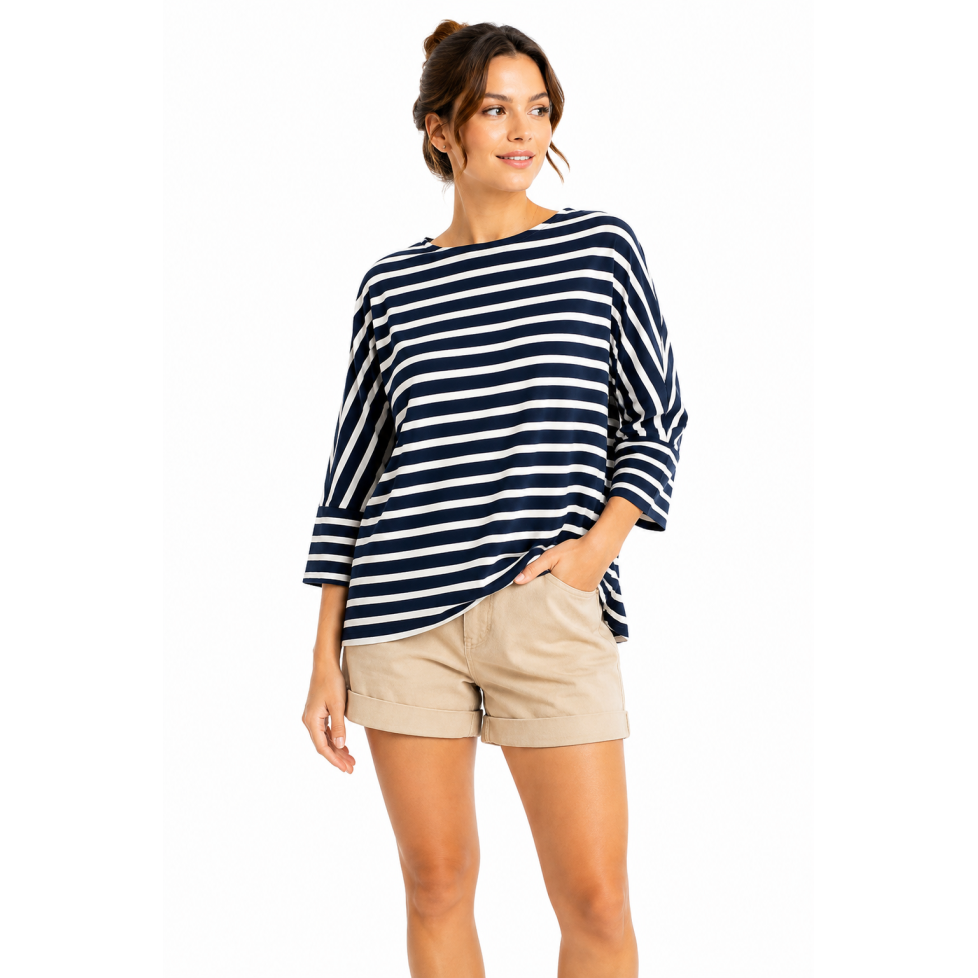 "HB502" GILET MARIN FEMME BLEU ET BLANC