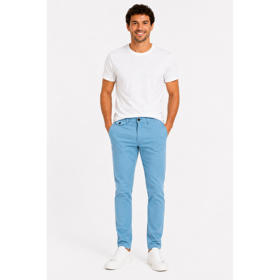 "LEVON" PANTALON CHINO BLEU POUR HOMME