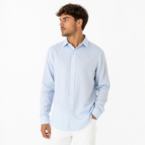 "PAKKO" CAMISA LINO PARA HOMBRE AZUL CIELO