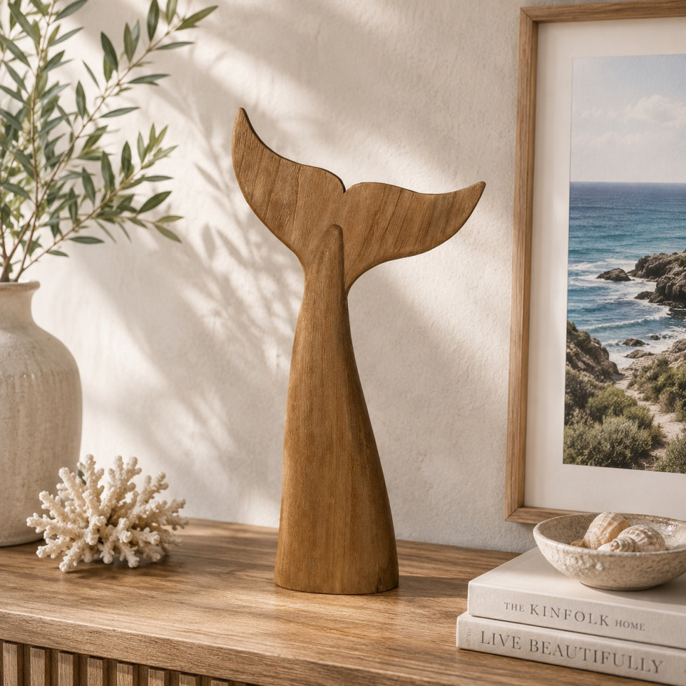 QUEUE DE BALEINE MARINE EN BOIS