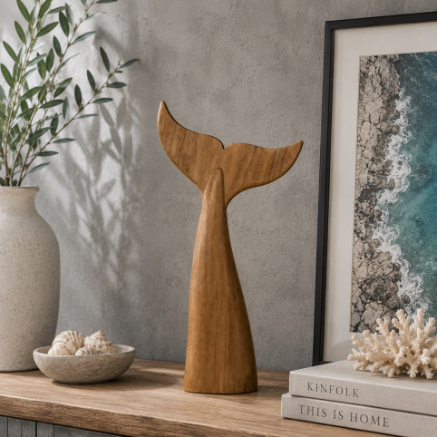 NAUTICAL DECORATIVE WOODEN WHALE'S TAIL