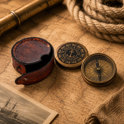 NAUTICAL BRASS POCKET COMPASS