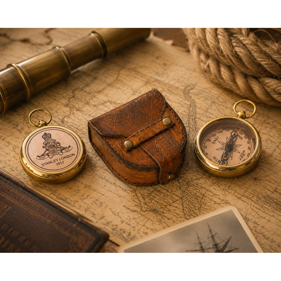 NAUTICAL BRASS POCKET COMPASS