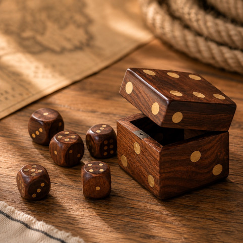 JUEGO DE DADOS EN CAJA DE PALISANDRO