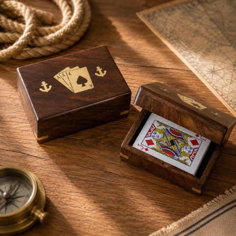 CAJA JUEGO DE CARTAS EN CAJA DE PALISANDRO