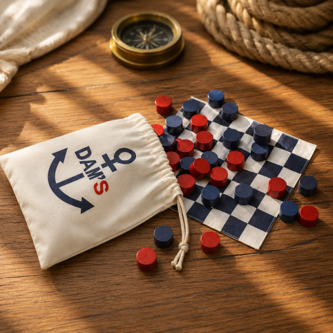 CHECKERS BOARD GAME NAUTICAL DESIGN