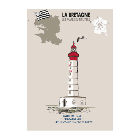 LÁMINA POSTER FARO DE SAINT-MATHIEU – PLOUGONVELIN (Bretaña)