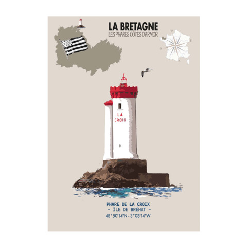 LÁMINA FARO DE LA CROIX – ISLA DE BRÉHAT  (Bretaña)