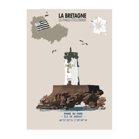 LÁMINA FARO DEL PAON – ISLA DE BRÉHAT  (Bretaña)