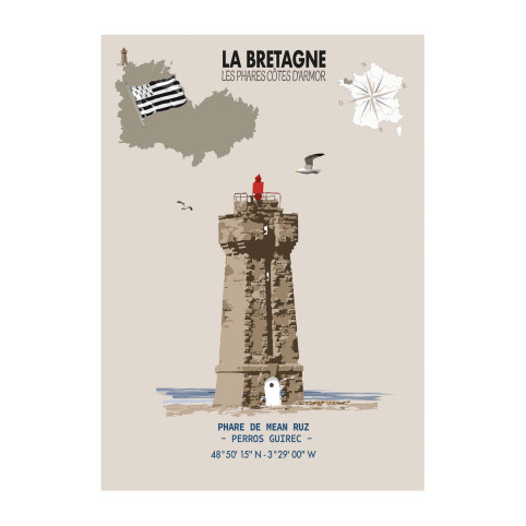 MEAN RUZ LIGHTHOUSE POSTER – PERROS-GUIREC - Brittany