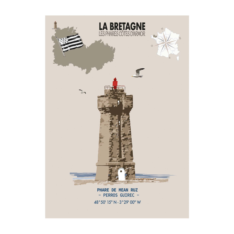 LÁMINA FARO DE MEAN RUZ – PERROS-GUIREC (Bretaña)
