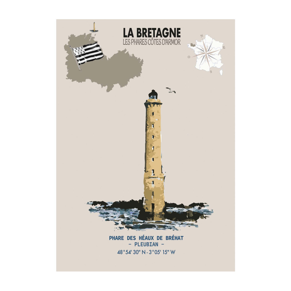 HÉAUX DE BRÉHAT LIGHTHOUSE POSTER – PLEUBIAN - Brittany