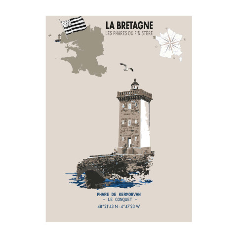 LÁMINA FARO DE KERMORVAN – LE CONQUET  (Bretaña)